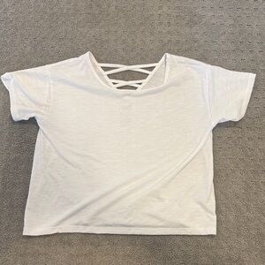 SO White Short Sleeve Tee with Crisscross Back